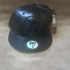 Faux Leather Snapback Hat